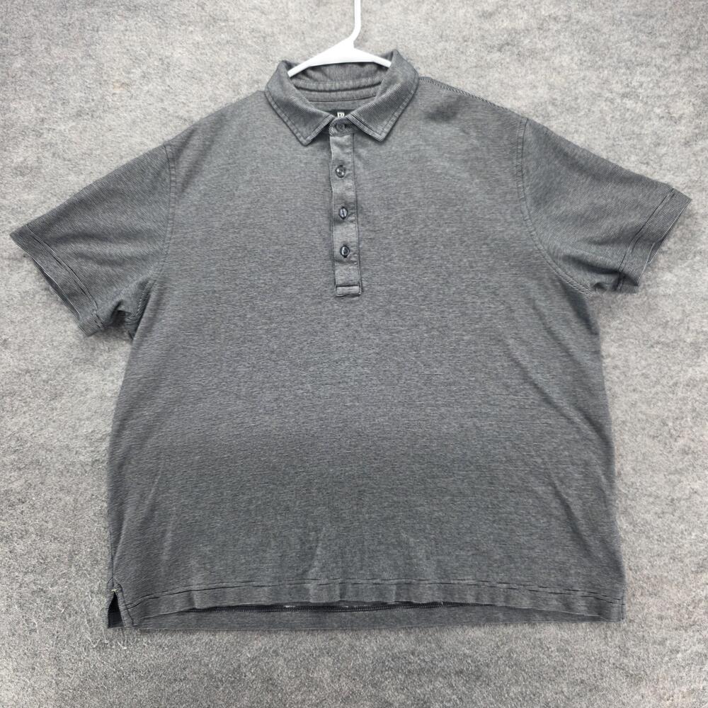 Banana Republic Polo Shirt Mens XL Tall Gray Lux Touch Micro Stripe Cotton